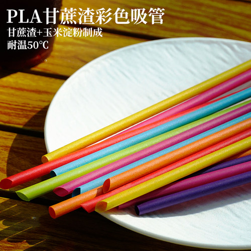 彩色PLA可降解甘蔗渣一次性吸管
