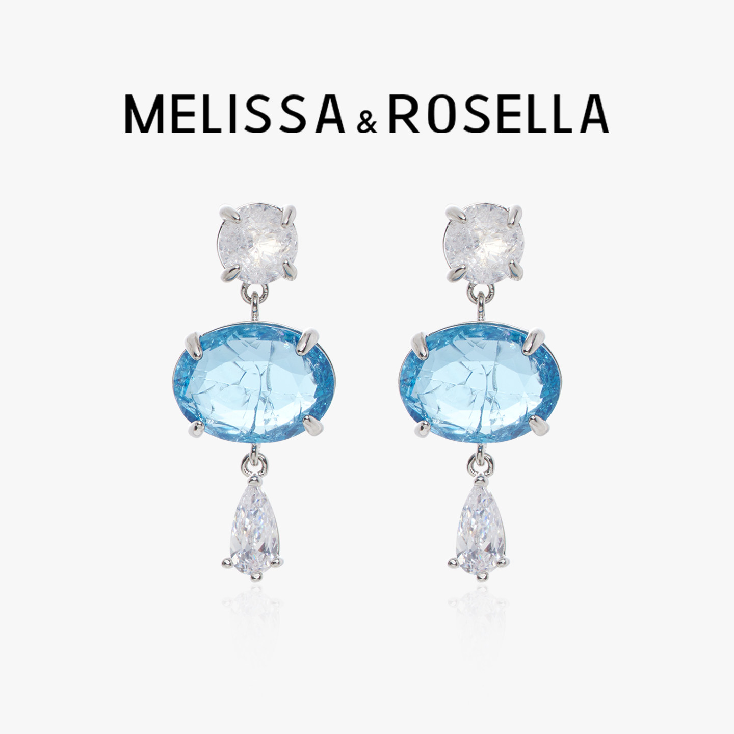 MELISSA&ROSELLA法式清透冰花耳钉高级感小众轻奢耳饰气质个性