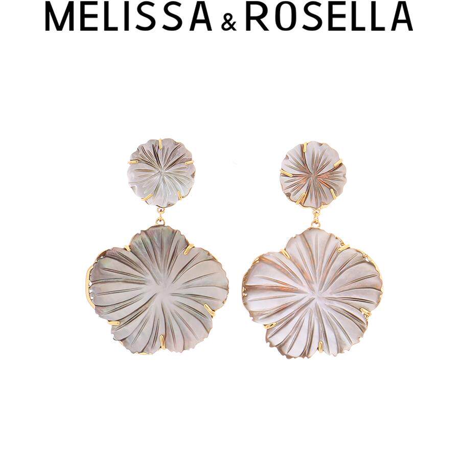 MELISSA&ROSELLA【618活动】手工雕花可拆卸贝母花朵耳钉轻奢独特