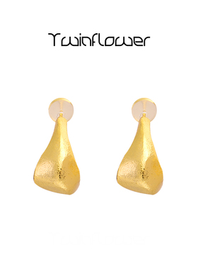 TwinFlower 塑序拉丝耳钉女简约高级感金属几何造型耳环