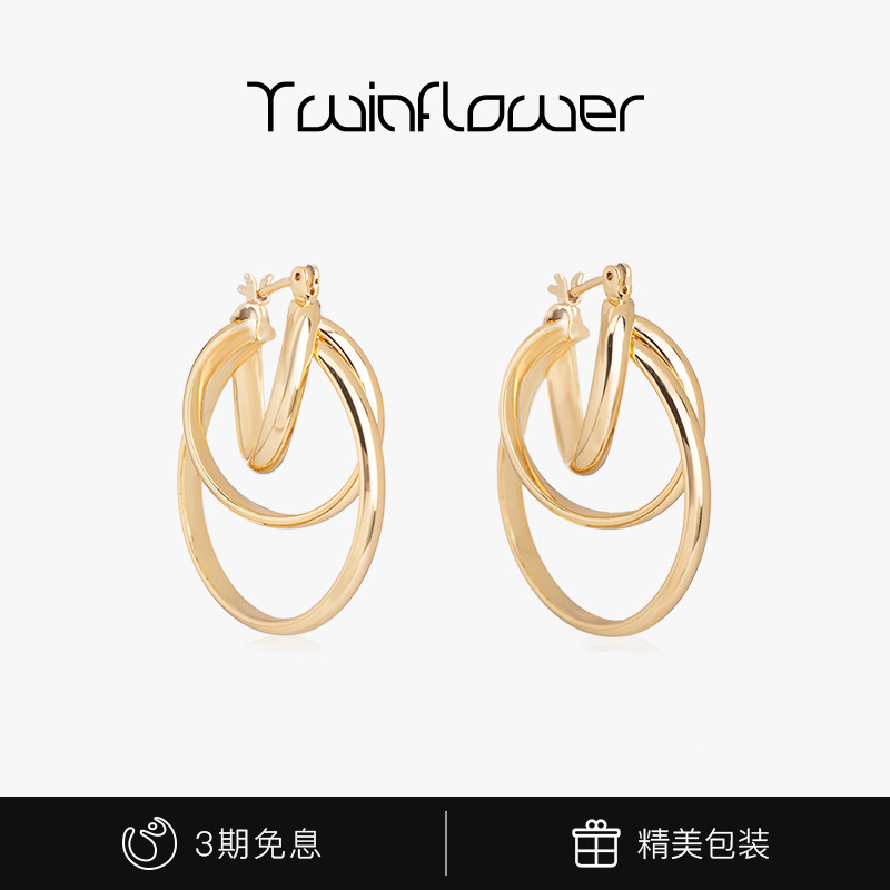 TwinFlower【618活动】李沁同款立体金属耳环小众设计高级感耳饰