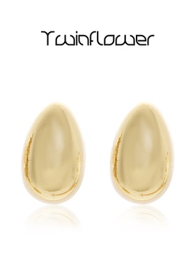 twinflower辛芷蕾同款小众金属蛋型耳钉耳环高级简约百搭法式耳饰