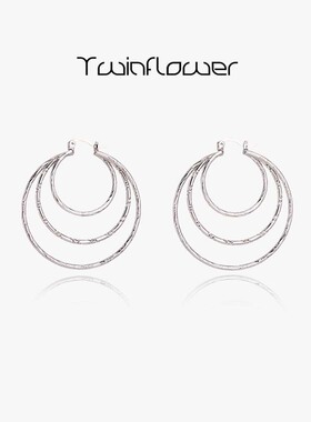 twinflower花少李沁同款大圈圈金属耳环复古耳饰女饰品小众设计感