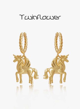 twinflower马年本命年新年耳环原创设计感独角兽小马耳环女