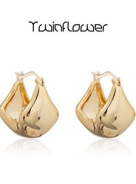 Twinflower鞠婧祎蔡文静同款简约灵动耳钉镀金耳环小众设计法式潮