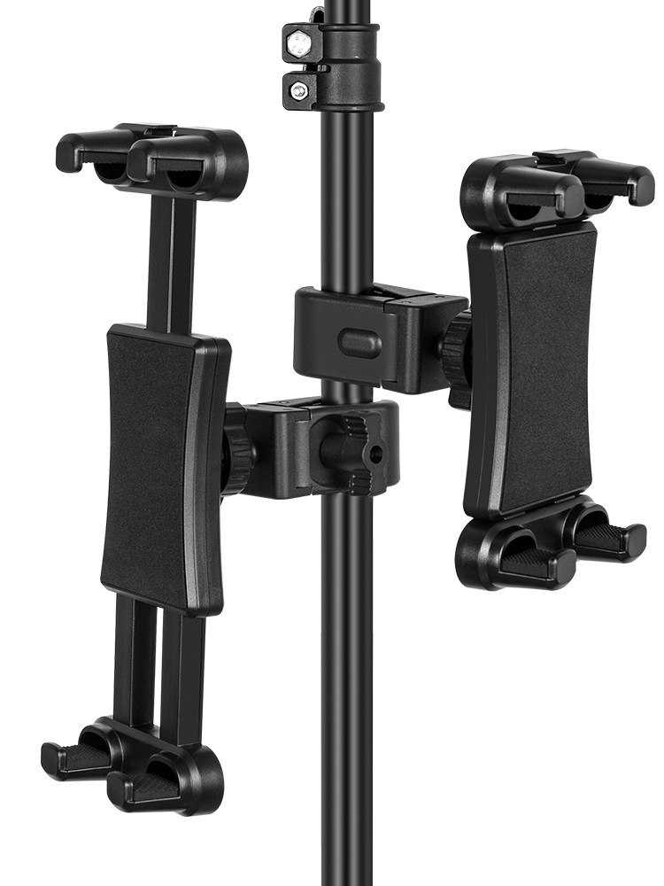 다기능 휴대폰 라이브 방송 브래킷 멀티 카메라 태블릿 클립 플로어 스탠딩 삼각대 듀얼 카메라 확장 클립 헤드 액세서리