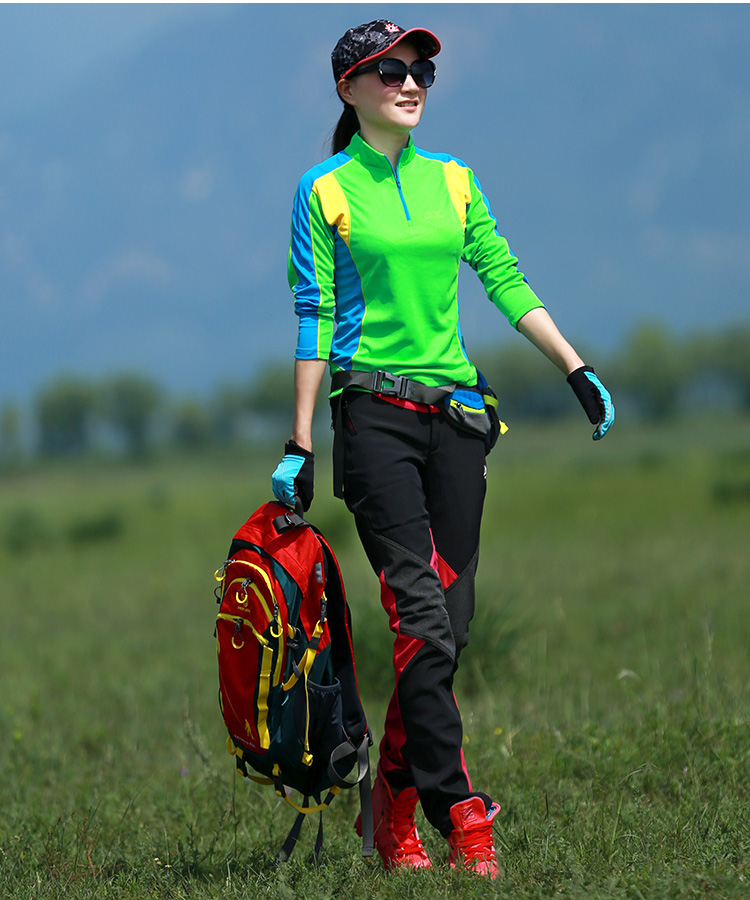 品牌户女登山服套装套长袖衣爬山徒步行山运动装快外干长干裤速秋