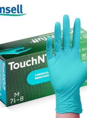Ansell安思尔92-600一次性绿色丁腈手套橡胶乳胶工作化工劳保手套