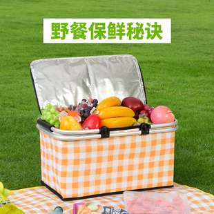 可折叠野餐篮保温冷藏包大容量加厚手提便当盒露营冰袋户外保鲜箱
