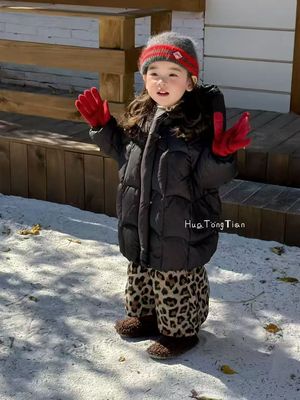 2025新款韩版小童男童女童中长款女巫帽连帽羽绒服外套