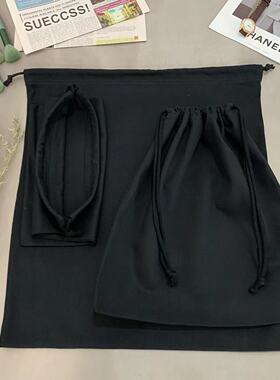 黑色斜纹棉布收纳袋旅行防尘袋包包鞋子整理抽绳分类内衣服防潮袋