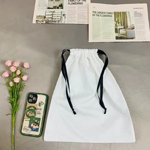 抗菌透气天丝薄棉布白色旅行收纳袋抽绳束口袋包包防尘袋内衣分类