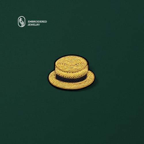 小众设计手工刺绣草帽胸针