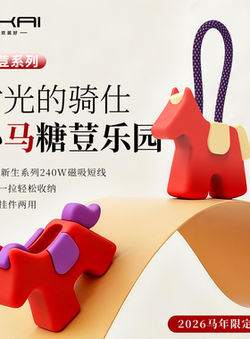 SIKAI糖荳乐园小马上多金硅胶收纳PD240W快充短线typec数据线适用小米华为苹果vivo理线器充电宝短线吉祥挂件