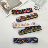 ins帆布腰带女bf风简约民族风韩国装 饰双环扣chic皮带男青年潮