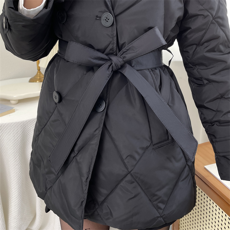 外衣方型绑带腰带女装饰羽绒