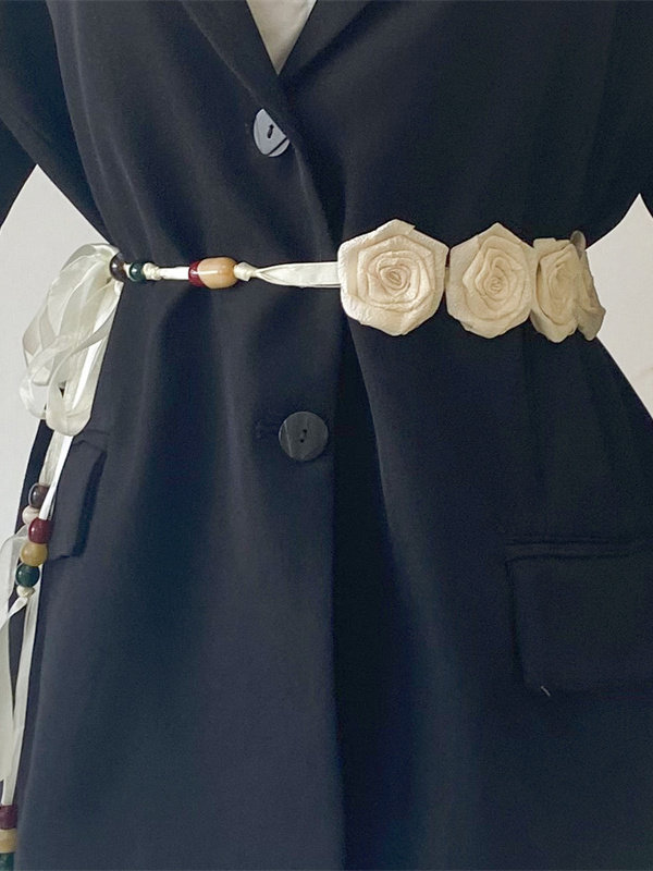 韩国花朵腰带女配连衣裙子外套收腰ins风简约百搭装饰小皮带细款