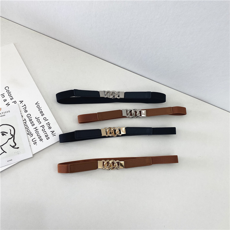 铁环卡扣腰带女装饰腰封配裙子复古松紧弹力细皮带百搭简单束腰