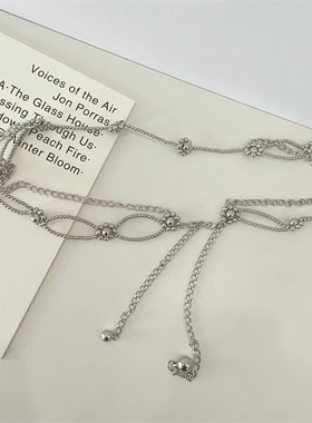 腰链女士装饰细腰带简约百搭配连衣裙银色圆圈铁链时尚小皮带裙带