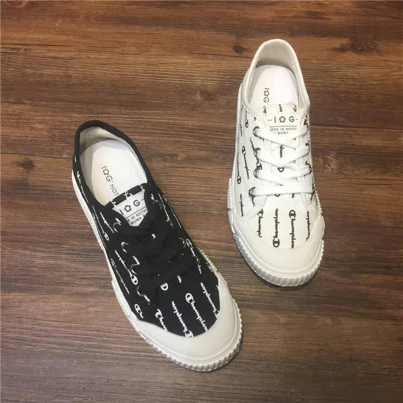 IG女鞋2019夏新款纯色字母涂鸦平底帆布鞋休闲鞋韩版学院百搭板鞋在类目 女鞋, 低帮鞋中 - 来自Buy2taobao.com提供专业的淘宝代购服务
