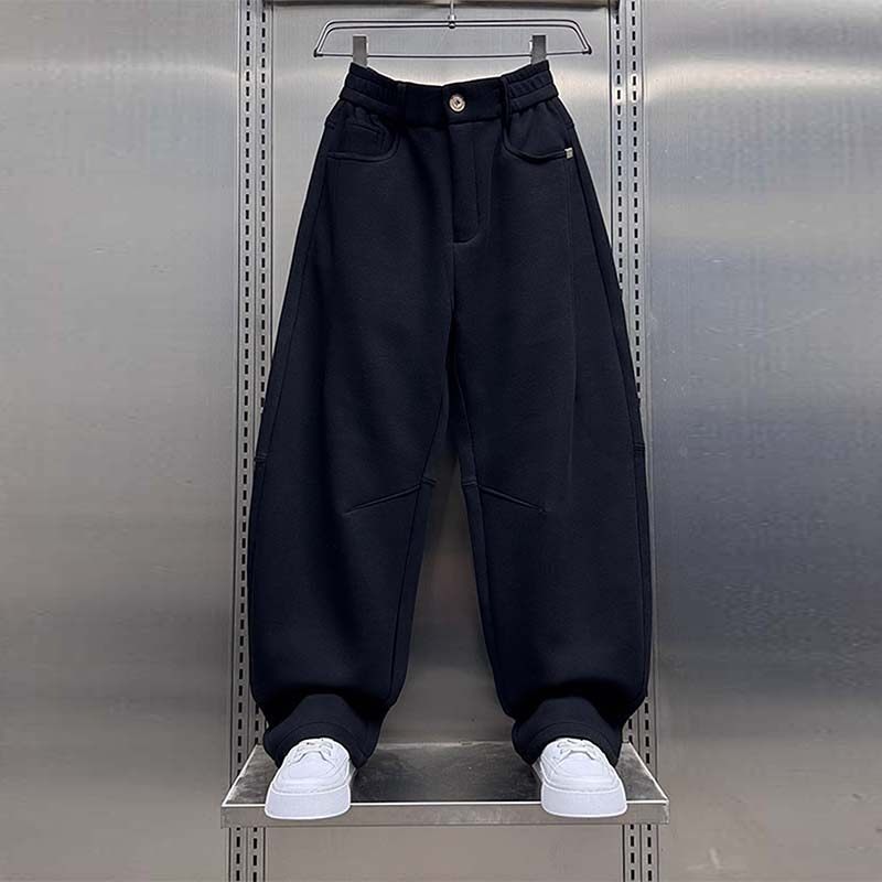 2025秋冬潮牌加绒拼接设计哈伦裤痞帅宽松男士时尚弯刀阔腿休闲裤,男装,休闲裤,淘宝优惠券,粉丝福利购,淘宝优惠卷