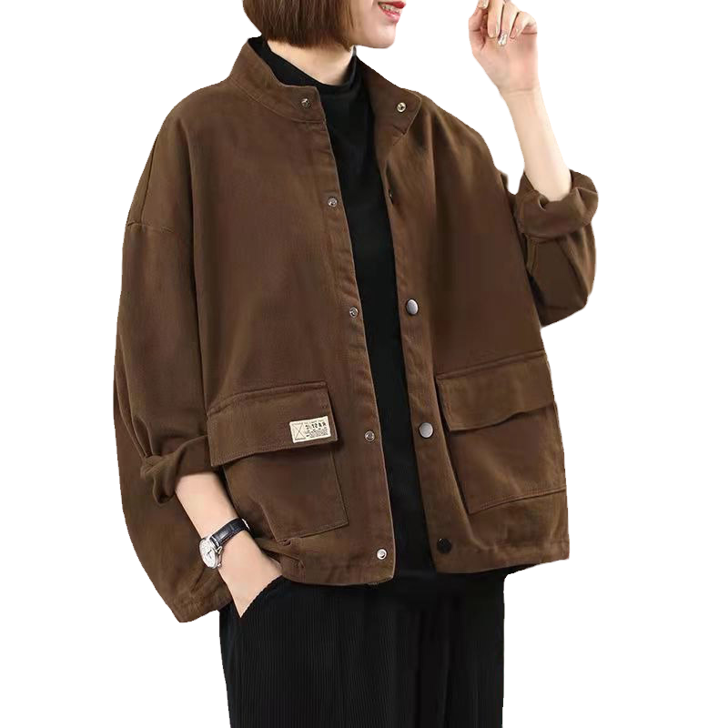 清仓捡漏大码女装秋冬加绒休闲百搭宽松显瘦立领大口袋长袖外套女