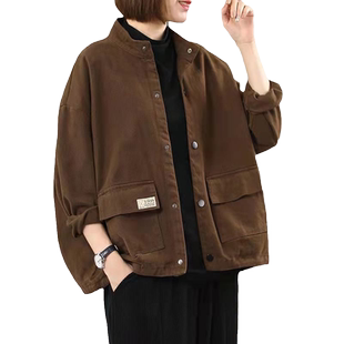 清仓捡漏大码女装秋冬加绒休闲百搭宽松显瘦立领大口袋长袖外套女