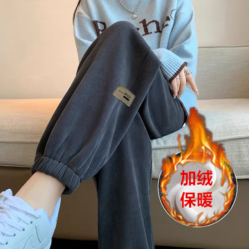 清仓捡漏加绒束脚灯芯绒裤女