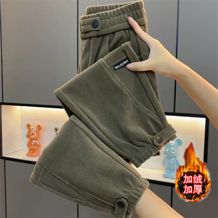 宽松显瘦小脚百搭高腰休闲萝卜裤 加绒灯芯绒束脚哈伦裤 女秋冬新款