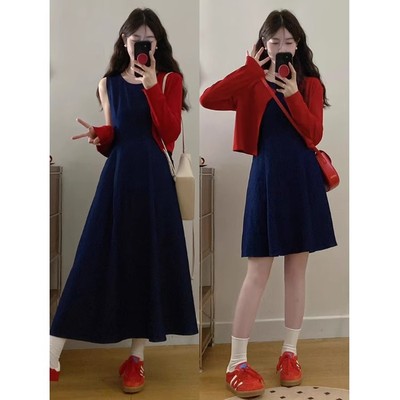 秋季新款大码背心连衣裙女