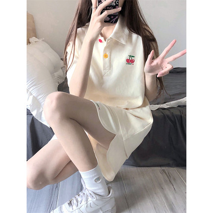 POLO领休闲运动服套装女夏季新款韩版宽松显瘦短袖短裤两件套学生