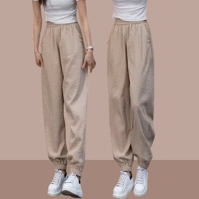 清仓捡漏~冰丝麻九分裤女