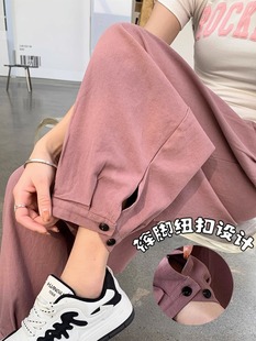 新款 女夏季 韩版 显瘦设计感灯笼裤 小个子宽松工装 休闲九分老爹裤 裤