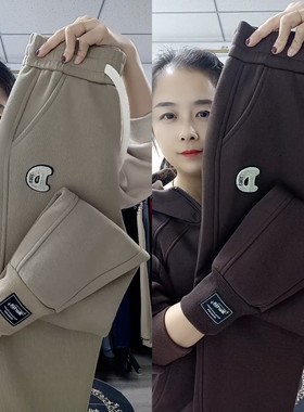 加绒加厚哈伦卫裤女冬