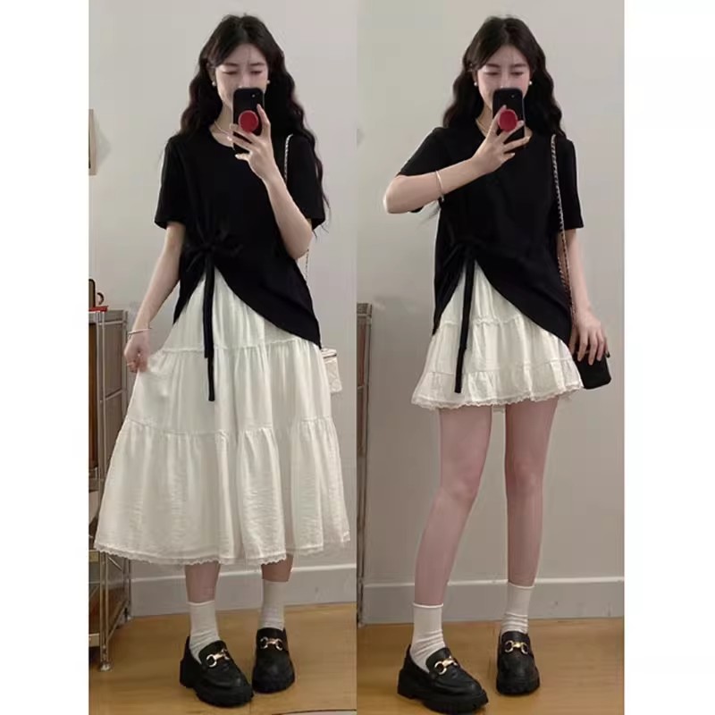 大码显瘦蛋糕裙子套装女