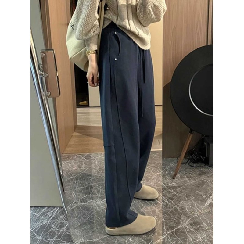 美式藏青色弯刀卫裤女春秋大码休闲裤子显瘦哈伦直筒宽松运动裤潮,女装/女士精品,休闲裤,淘宝优惠券,粉丝福利购,淘宝优惠卷