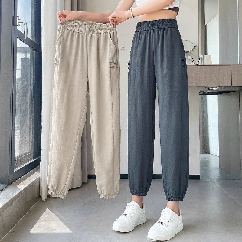 清仓捡漏~夏季薄款裤子新款棉麻大码运动裤九分束脚休闲哈伦裤子