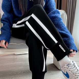 冬季 高级感欧货运动裤 子加绒加厚卫裤 宽松束脚休闲裤 潮 女春秋新款