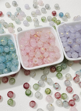 20颗水墨算盘珠10x7.5mm 洒金算盘隔珠琉璃散珠diy手工手链配件