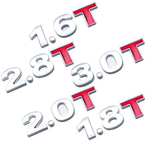 汽车t贴字1.4T1.8T3.0T2.4L3.0L汽车排量金属贴2.0车贴尾标字母标