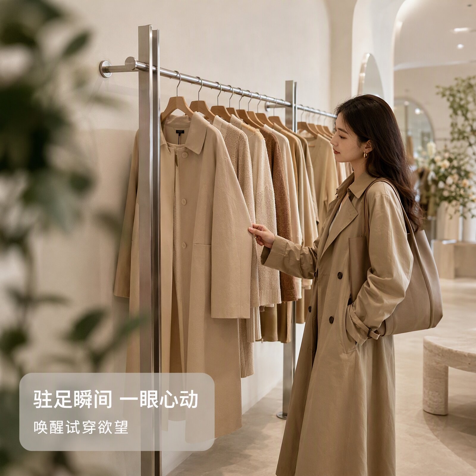 轻奢高端服装店不锈钢展示架落地式挂衣杆陈列架承重强上墙挂衣架