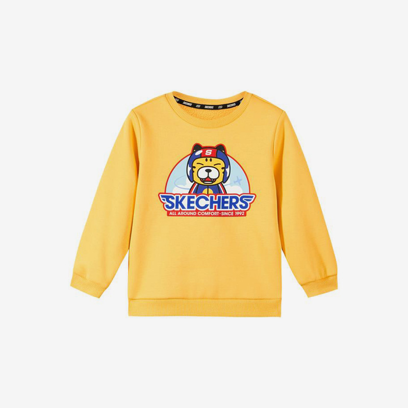 Skechers/斯凯奇正品冬季儿童卡通印花休闲加绒运动卫衣 L422K051