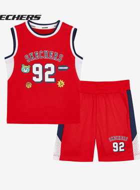 Skechers/斯凯奇正品季透气背心小童运动套头套装L222B076