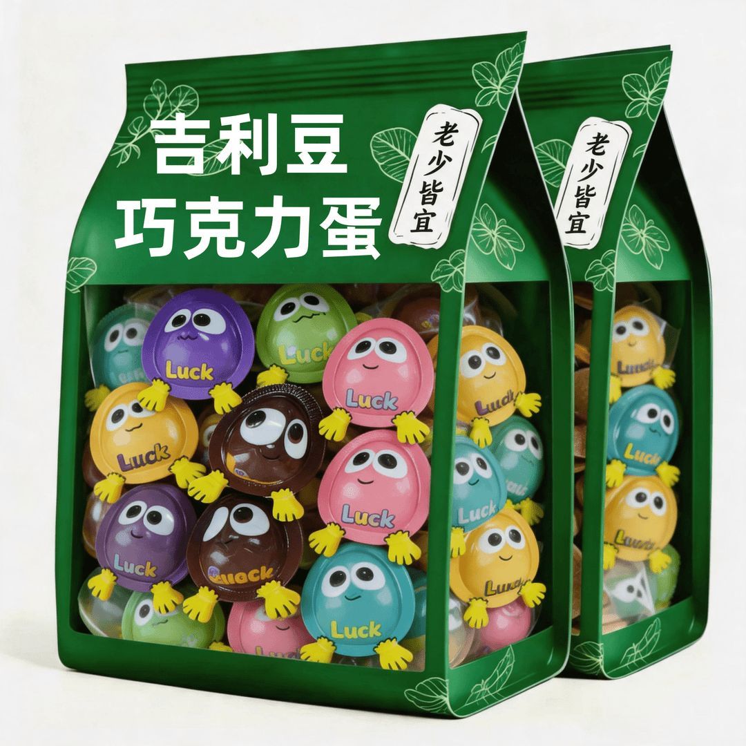 吉利豆巧克力蛋儿童小零食解馋彩虹豆糖果装饰巧克力(代可可脂)