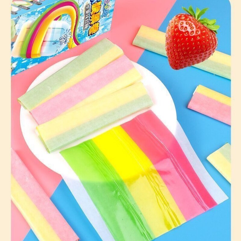 彩虹冰脆果卷DIY糖果冰淇淋卷脆皮糖网红小零食软糖包裹冰棍酥脆