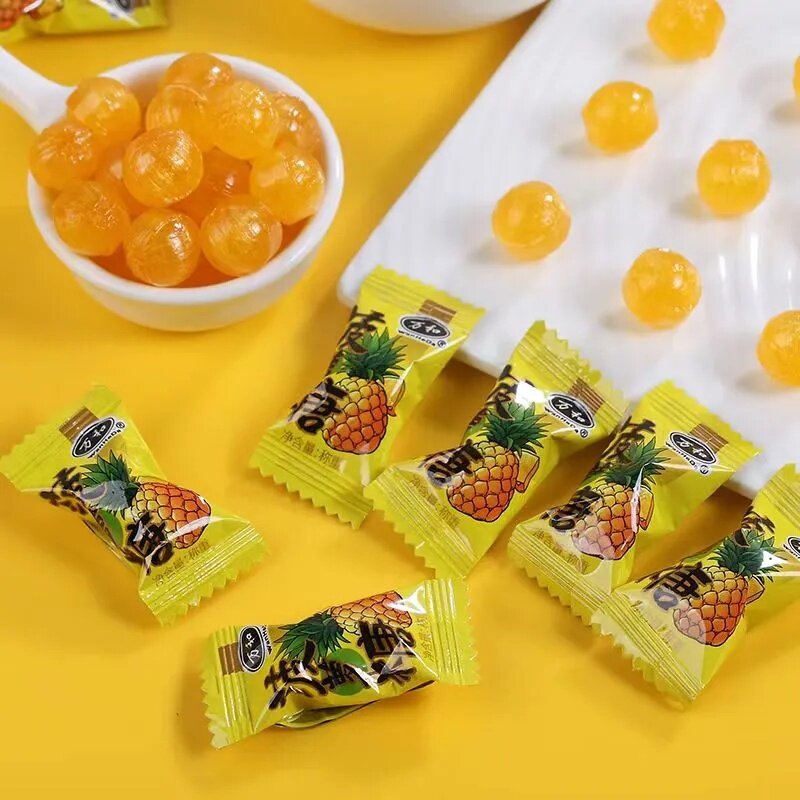 万和老牌子菠萝味水果糖高颜值休闲零食喜糖商务硬糖前台招待批发