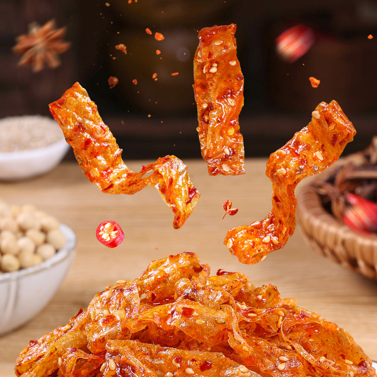 虎皮豆卷辣条休闲小吃网红款零食夜宵追剧解馋筋斗云豆制品辣条