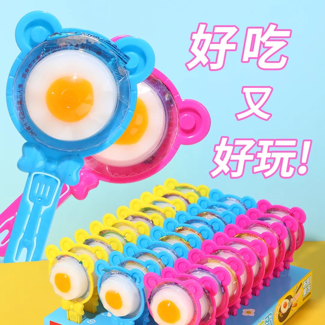 创意玩具果冻板锅煎蛋果味型果冻鸡蛋布町跳跳糖糖果休闲零食小吃