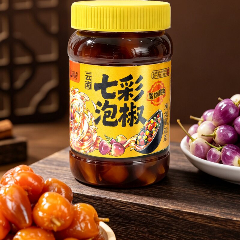 七彩椒泡椒500g云南特产辣椒新鲜脆爽酸辣下饭非开胃酱咸菜灯笼椒