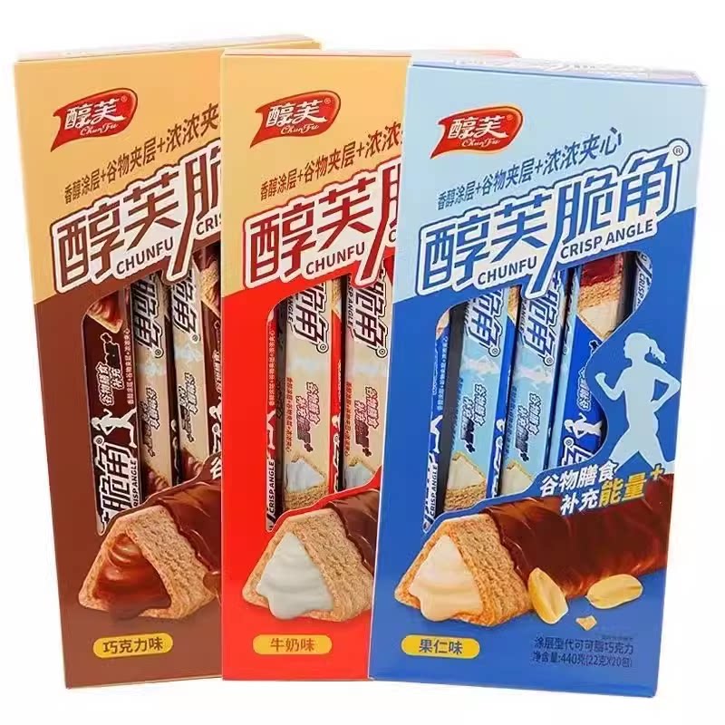 醇芙脆角22g长条巧克力能量棒金字塔三角酥威化夹心零食休闲小吃